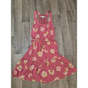 LC Lauren Conrad Floral Dress Crochet Back Sleeveless Pink Casual Sundress S 088